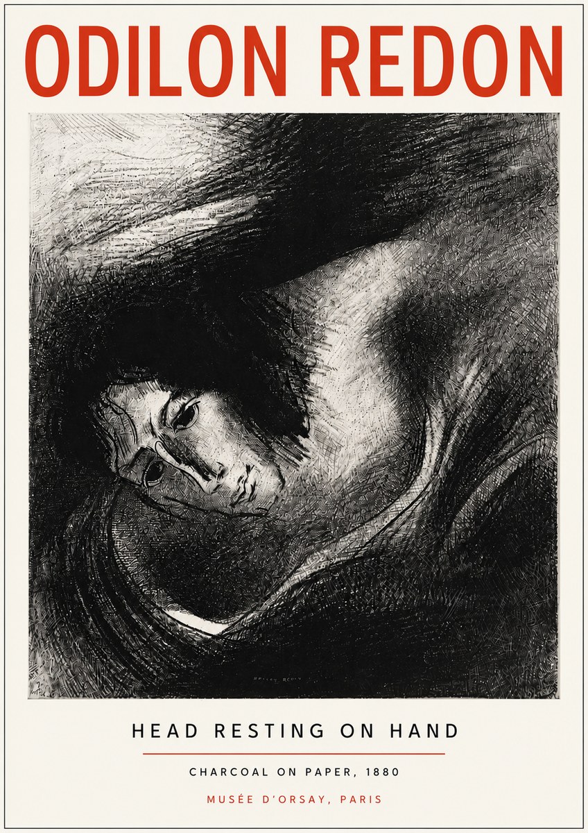 Odilon Redon Head Resting on Hand No3 - Plakat