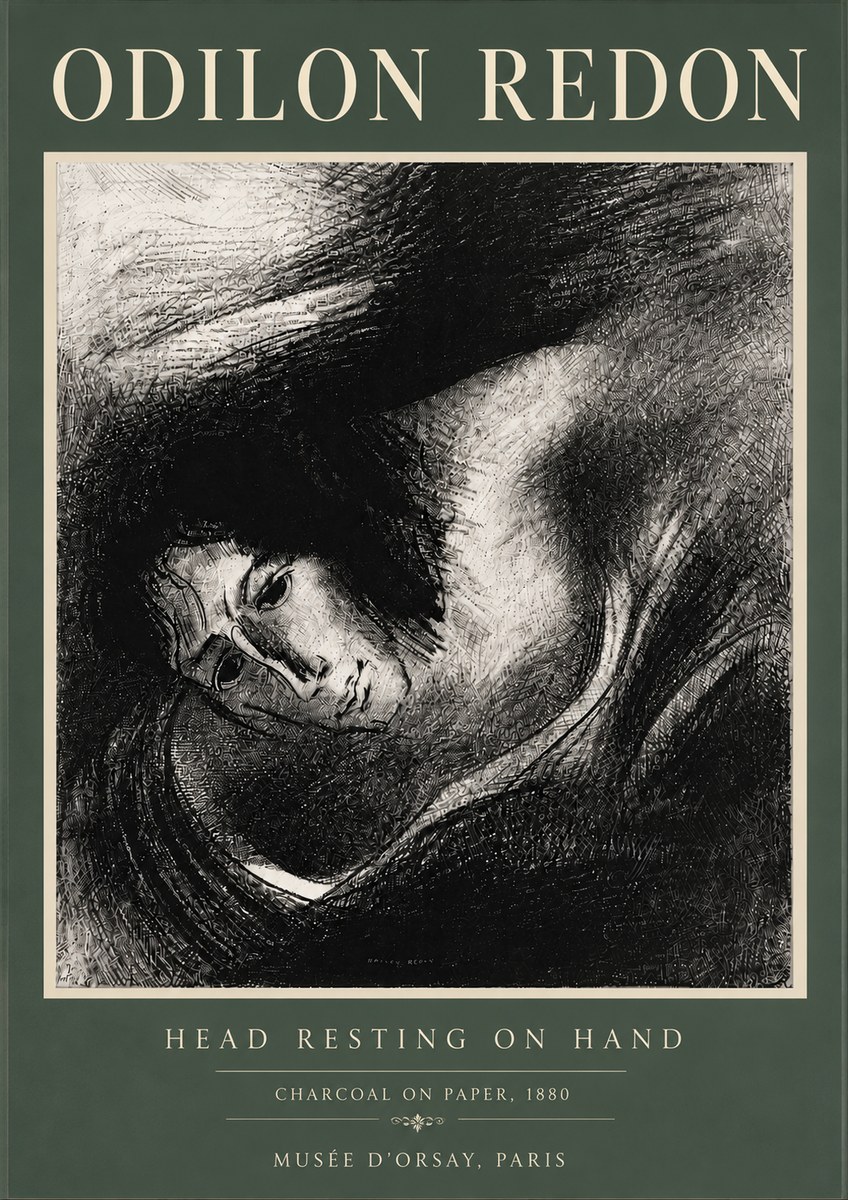 Odilon Redon Head Resting on Hand No6 - Plakat