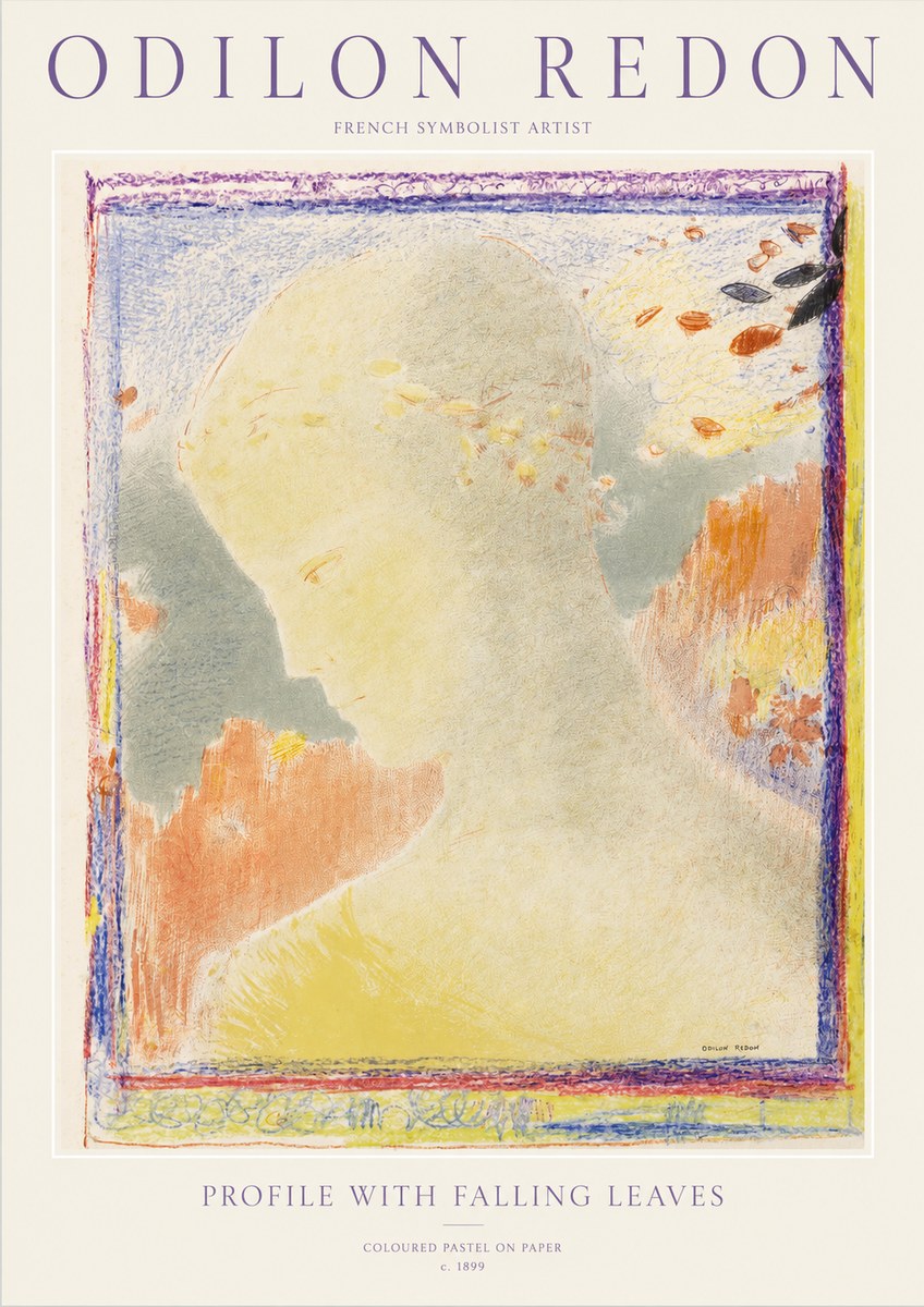 Odilon Redon Profile with Falling Leaves No1 - Plakat