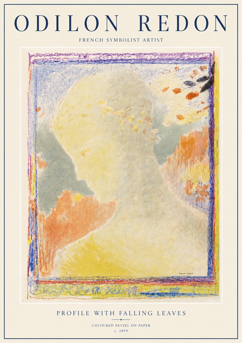 Odilon Redon Profile with Falling Leaves No6 - Plakat