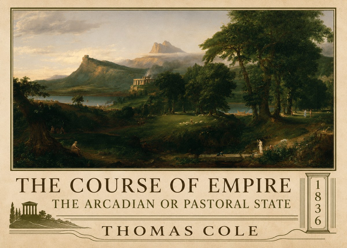 Thomas Cole The Course of Empire - the Arcadian or Pastoral State No2 - Plakat