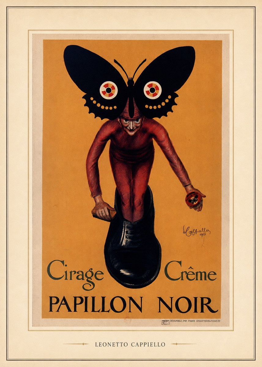 Leonetto Cappiello Cirage Crème Papillon Noir No5 - Plakat