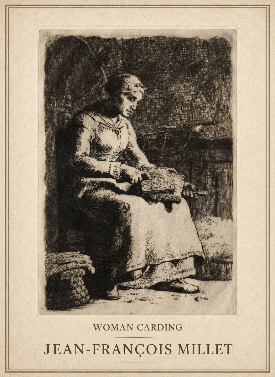 Jean-François Millet Woman Carding No1 - Plakat