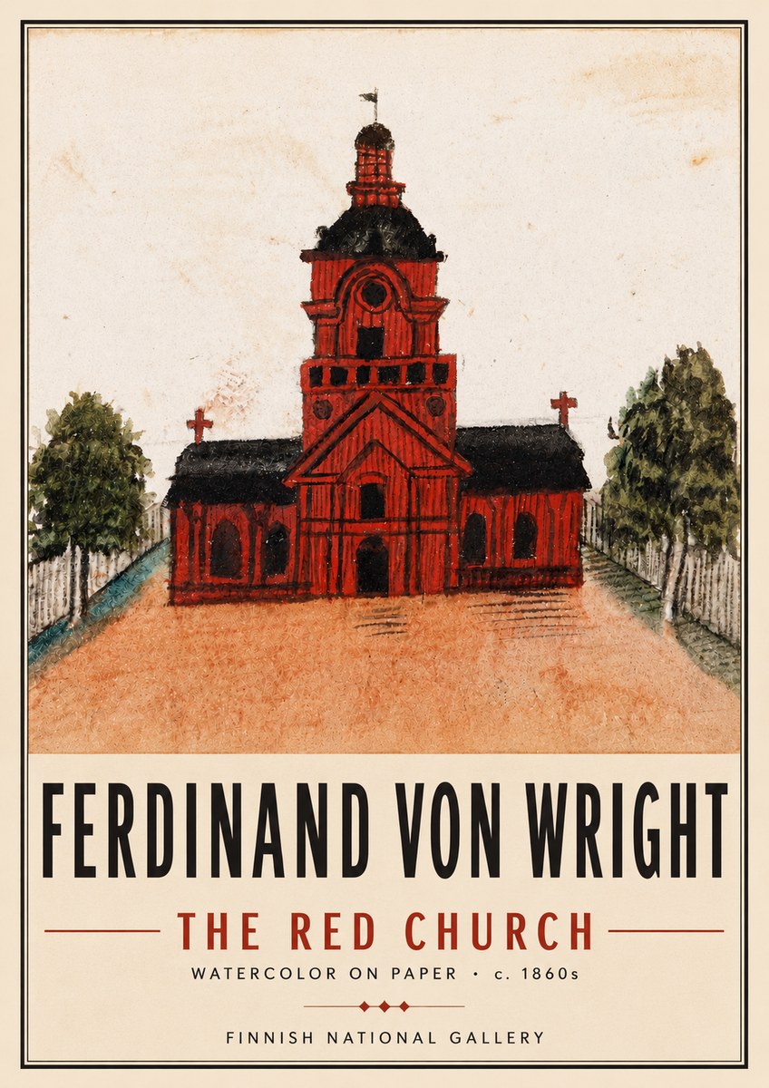 Ferdinand von Wright The Red Church No6 - Plakat