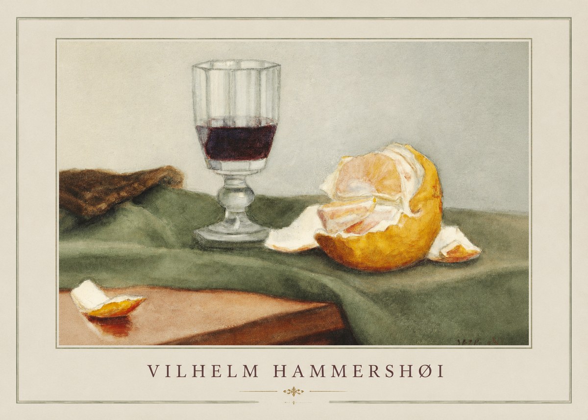 Vilhelm Hammershøi Still Life with Wine Glass and Orange No2 - Plakat