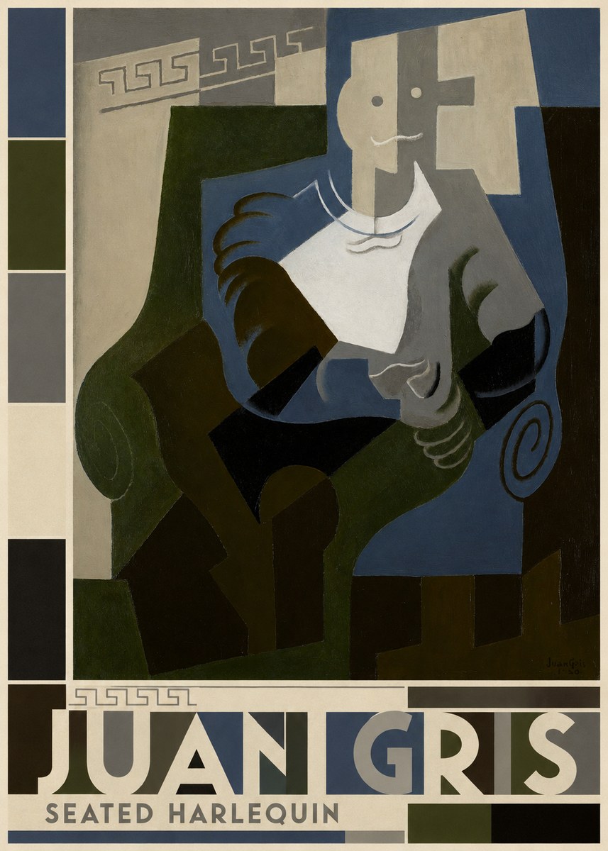 Juan Gris Seated Harlequin No4 - Plakat