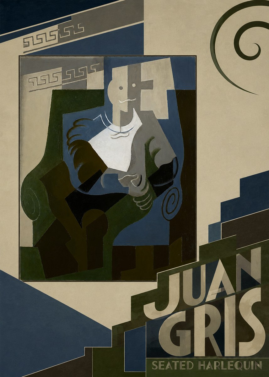 Juan Gris Seated Harlequin No6 - Plakat