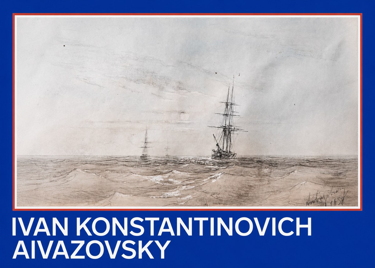 Ivan Konstantinovich Aivazovsky Two Sailing Ships at Sea No2 - Plakat
