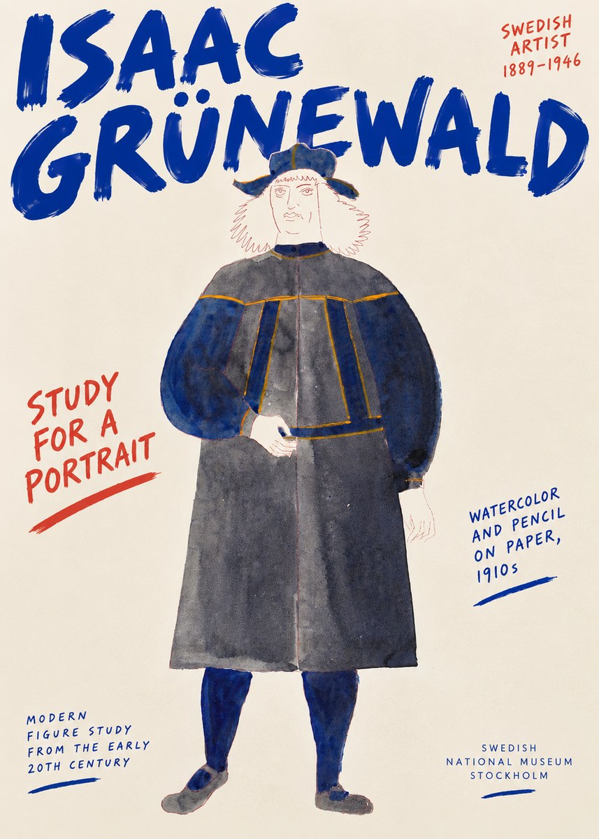 Isaac Grünewald Study for a Portrait No5 - Plakat