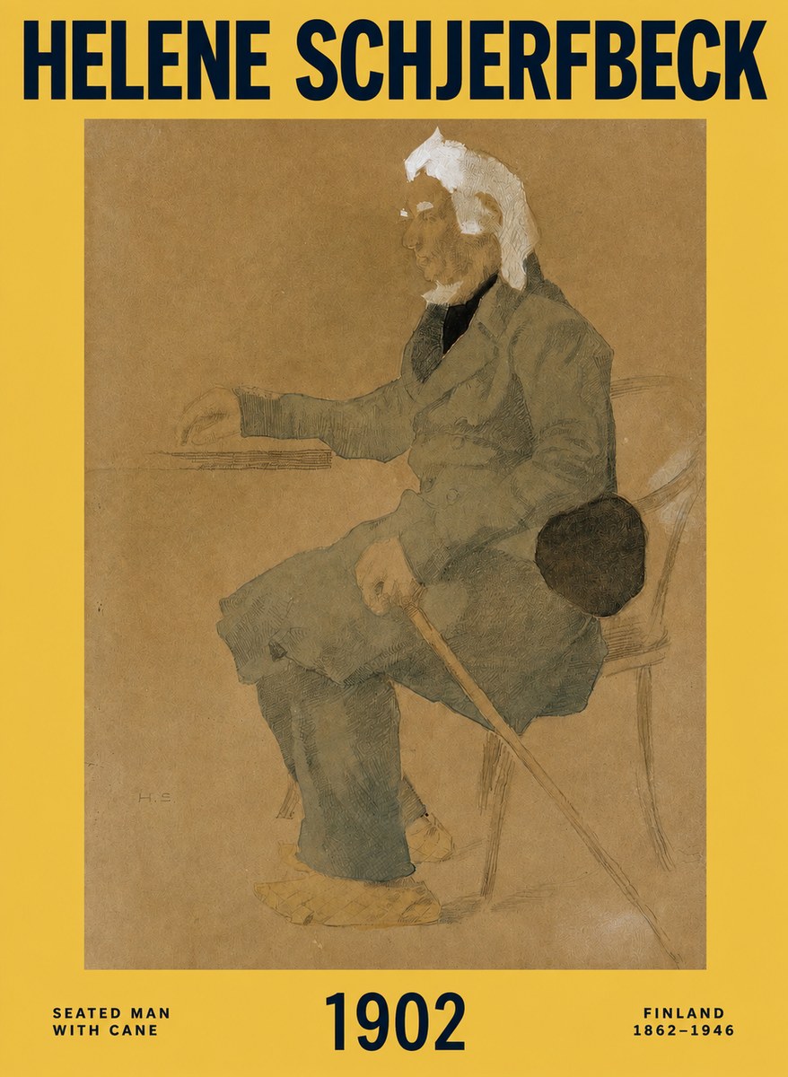 Helene Schjerfbeck Seated Man with Cane No2 - Plakat