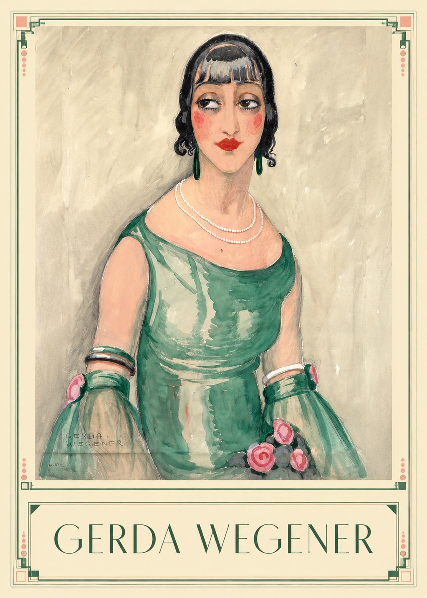 Gerda Wegener Portrait of a Woman in Green Dress No1 - Plakat
