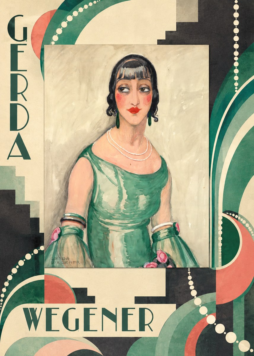 Gerda Wegener Portrait of a Woman in Green Dress No4 - Plakat