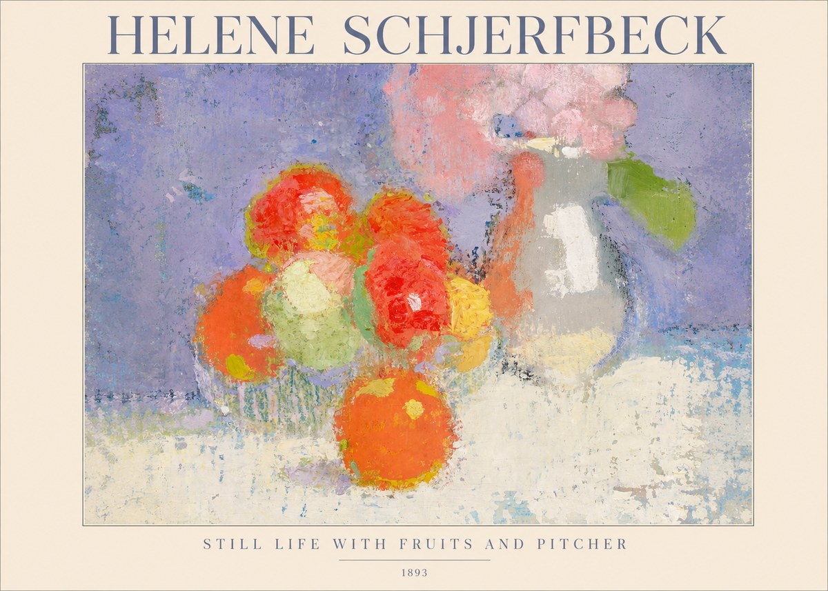 Helene Schjerfbeck Still Life with Fruits and Pitcher No1 - Plakat
