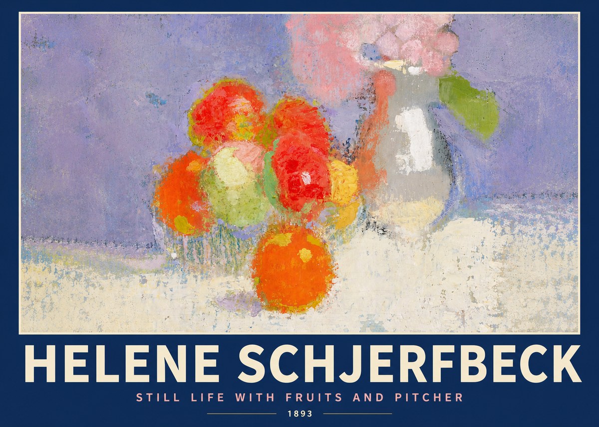 Helene Schjerfbeck Still Life with Fruits and Pitcher No4 - Plakat
