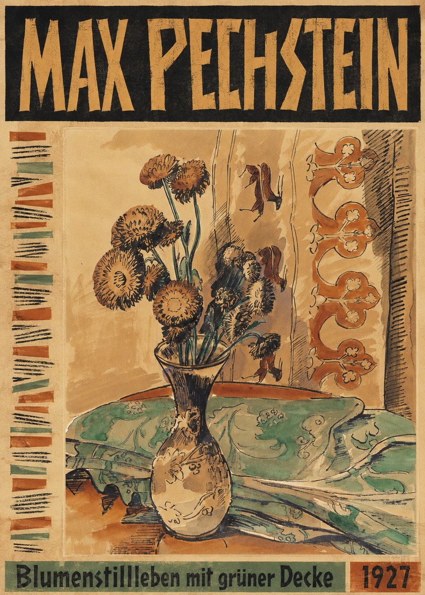 Max Pechstein Blumenstillleben Mit Grüner Decke No3 - Plakat