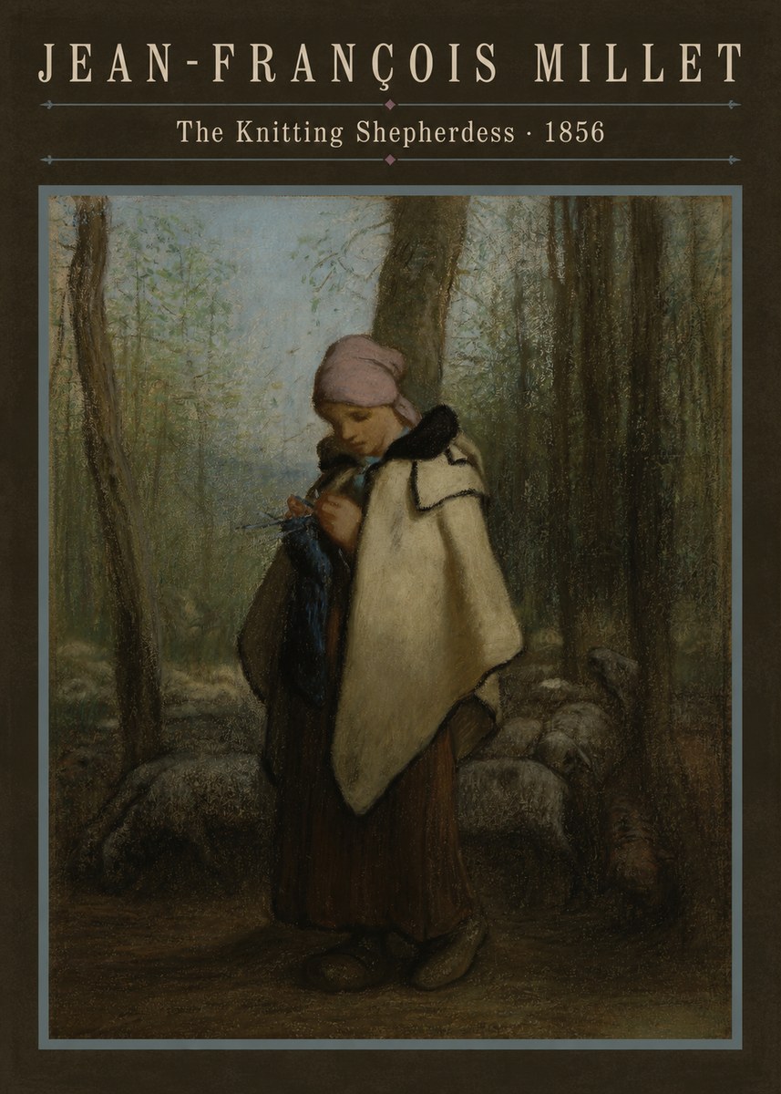 Jean-François Millet The Knitting Shepherdess · 1856 No6 - Plakat