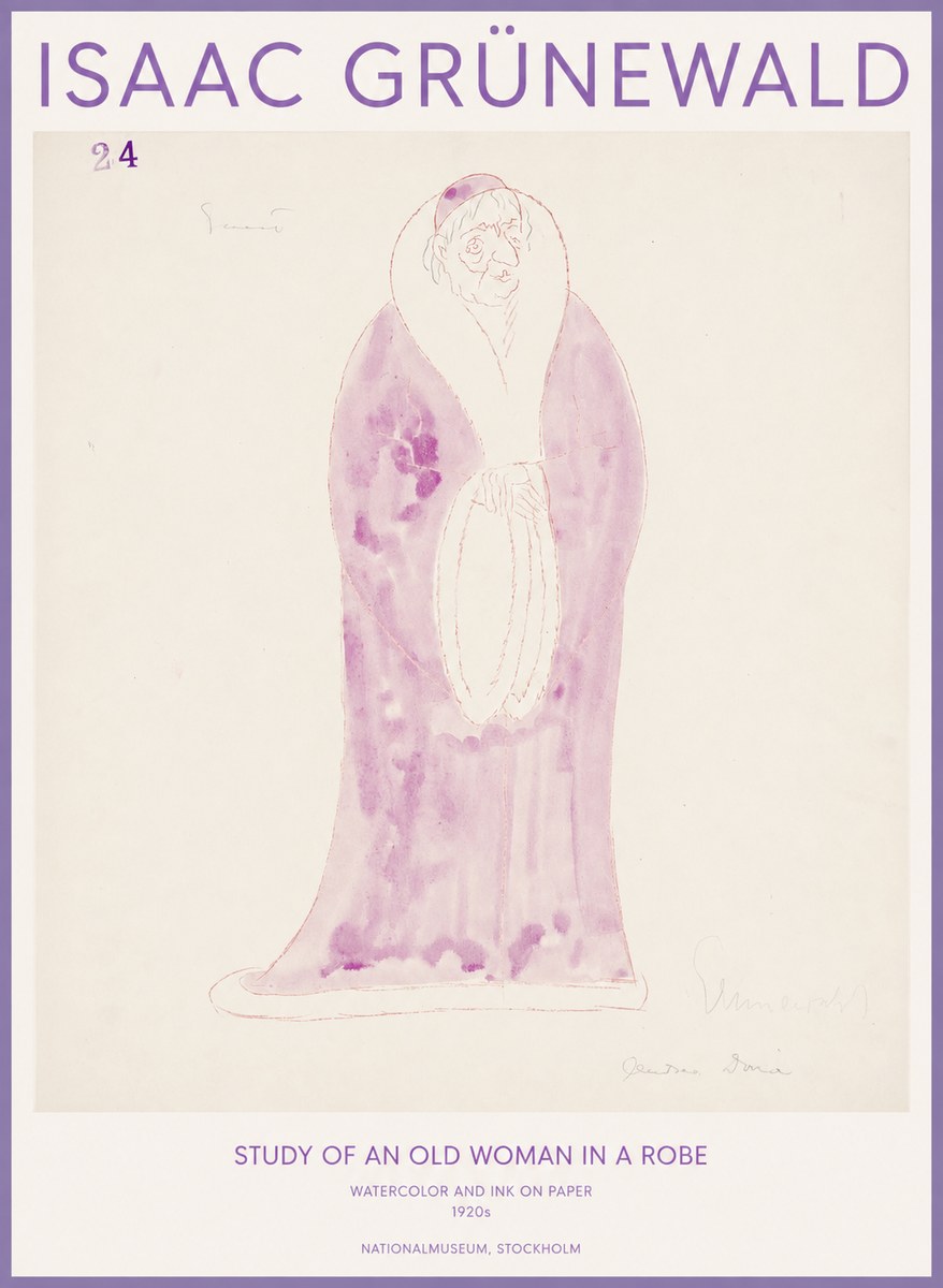 Isaac Grünewald Study of an Old Woman in a Robe No1 - Plakat