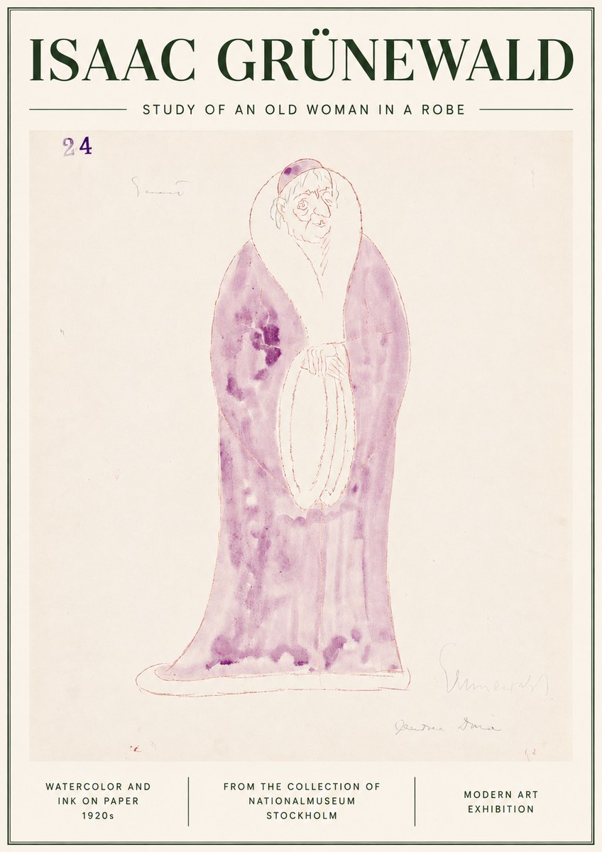 Isaac Grünewald Study of an Old Woman in a Robe No3 - Plakat