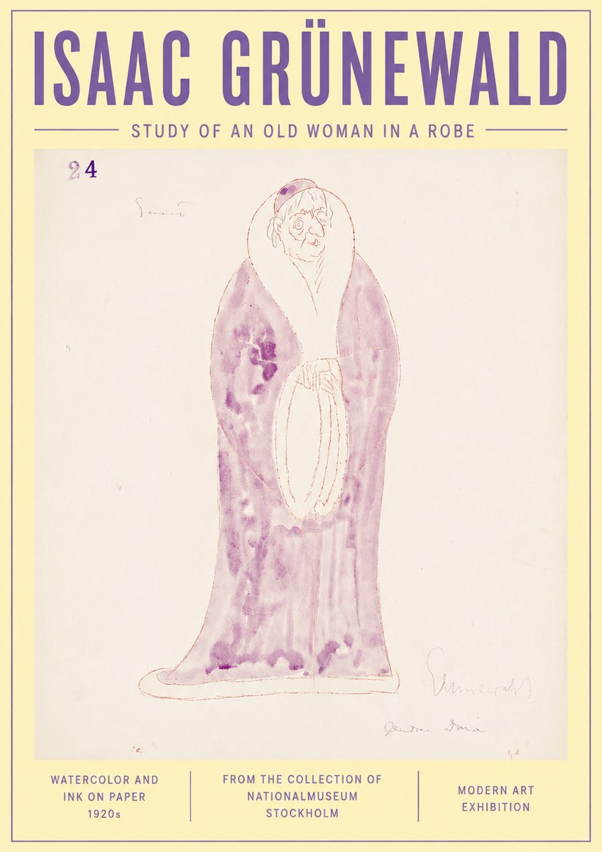Isaac Grünewald Study of an Old Woman in a Robe No6 - Plakat