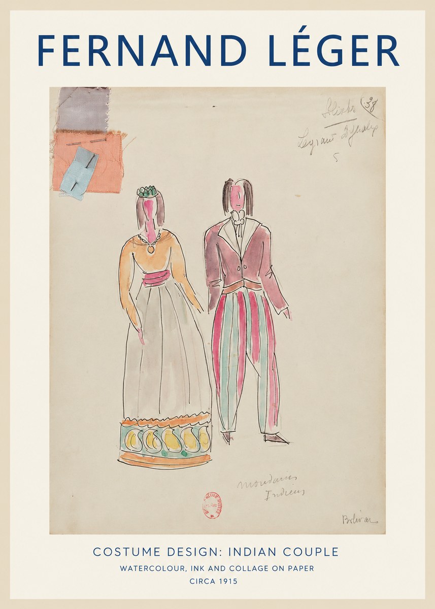 Fernand Léger Costume Design: Indian Couple No1 - Plakat