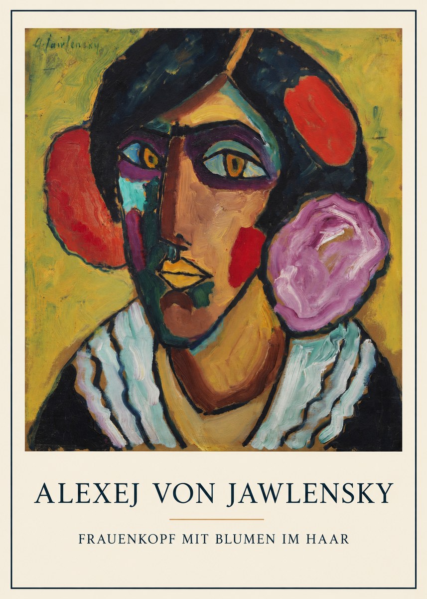 Alexej von Jawlensky Frauenkopf Mit Blumen Im Haar No5 - Plakat