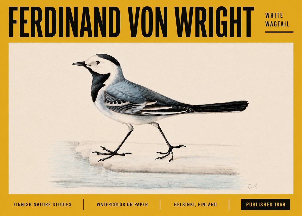 Ferdinand von Wright White Wagtail No5 - Plakat