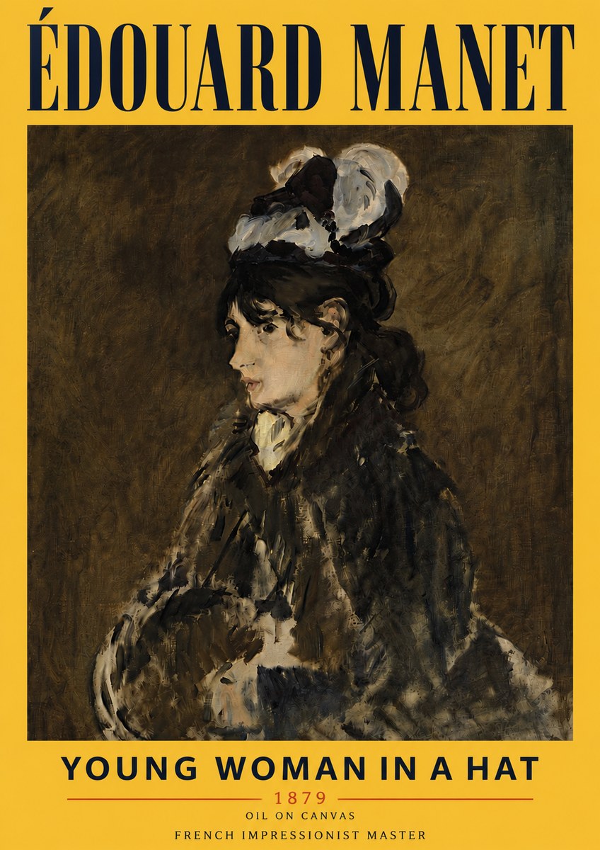 Édouard Manet Young Woman in a Hat I No6 - Plakat