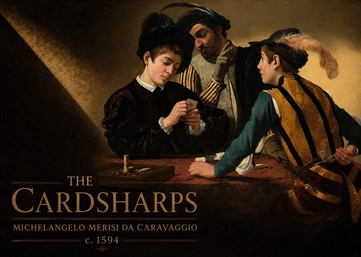 Michelangelo Merisi da Caravaggio The Cardsharps III No6 - Plakat