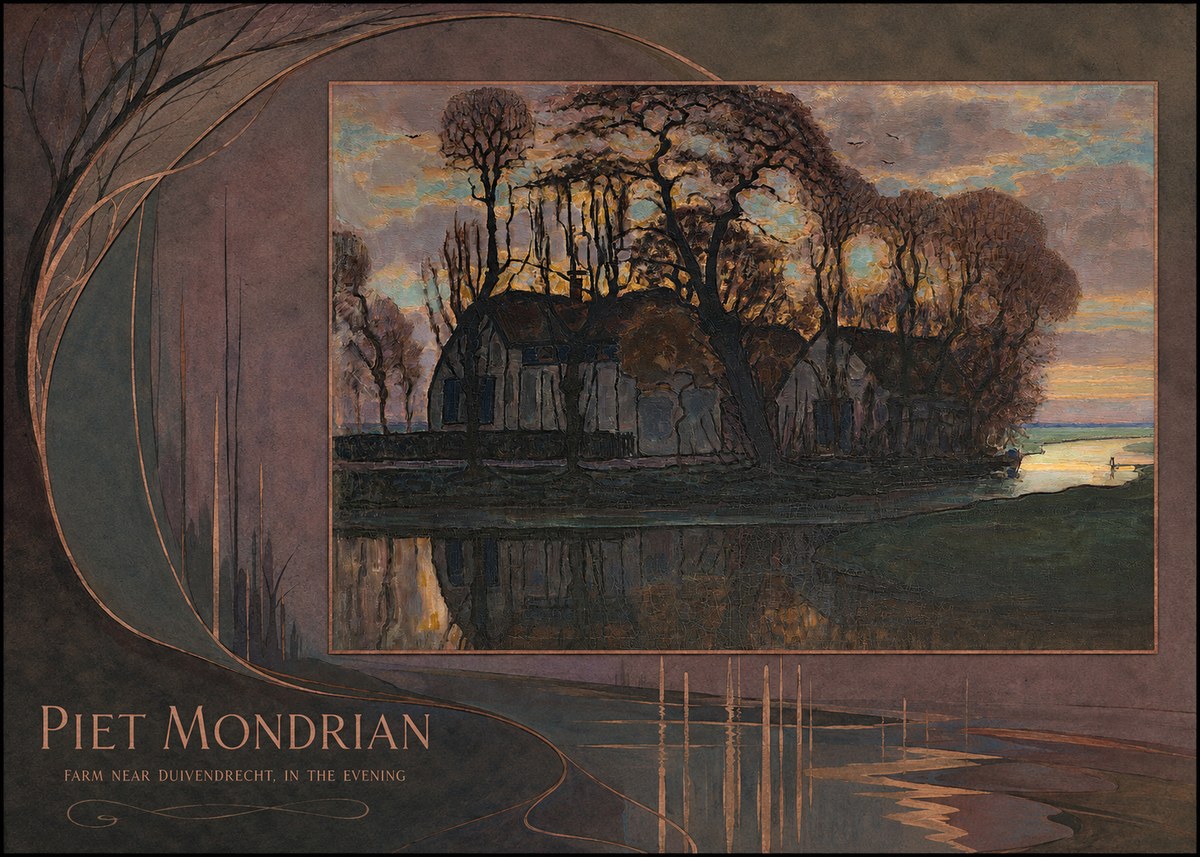 Piet Mondrian Farm Near Duivendrecht, in the Evening No4 - Plakat