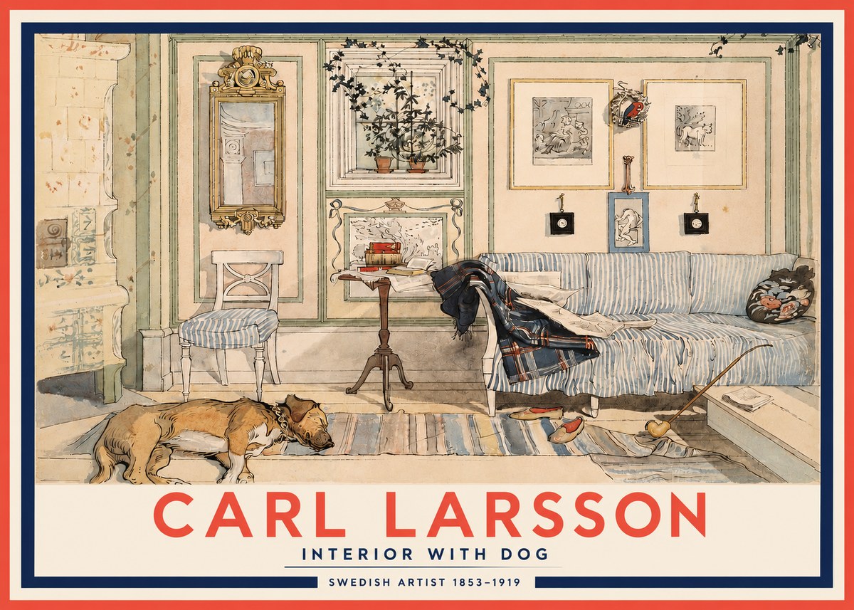 Carl Larsson Interior with Dog No3 - Plakat