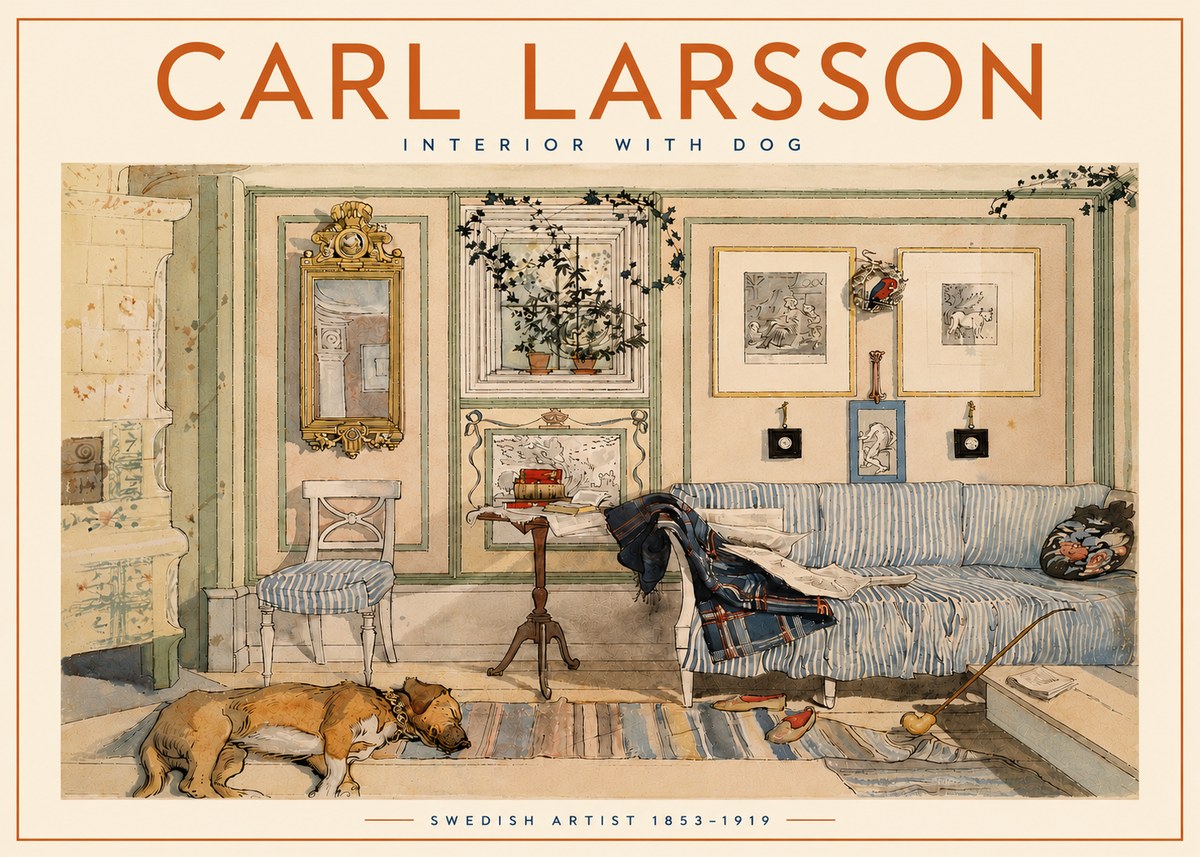 Carl Larsson Interior with Dog No5 - Plakat