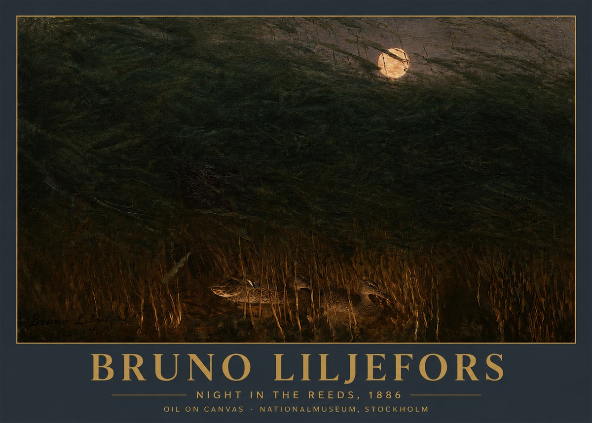 Bruno Liljefors Night in the Reeds No5 - Plakat