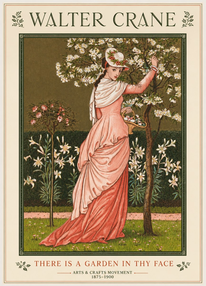 Walter Crane There Is a Garden in Thy Face I No2 - Plakat