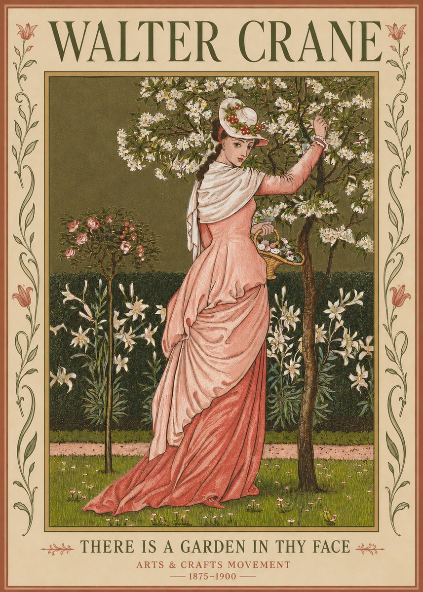 Walter Crane There Is a Garden in Thy Face I No3 - Plakat