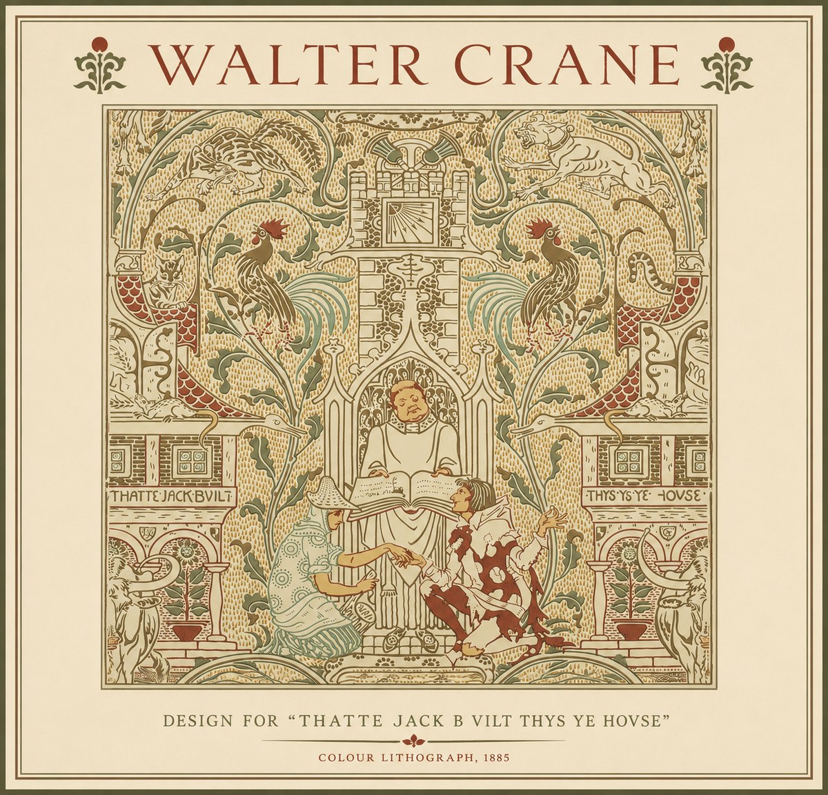 Walter Crane Design for "Thatte Jack B Vilt Thys Ye Hovse" No3 - Plakat