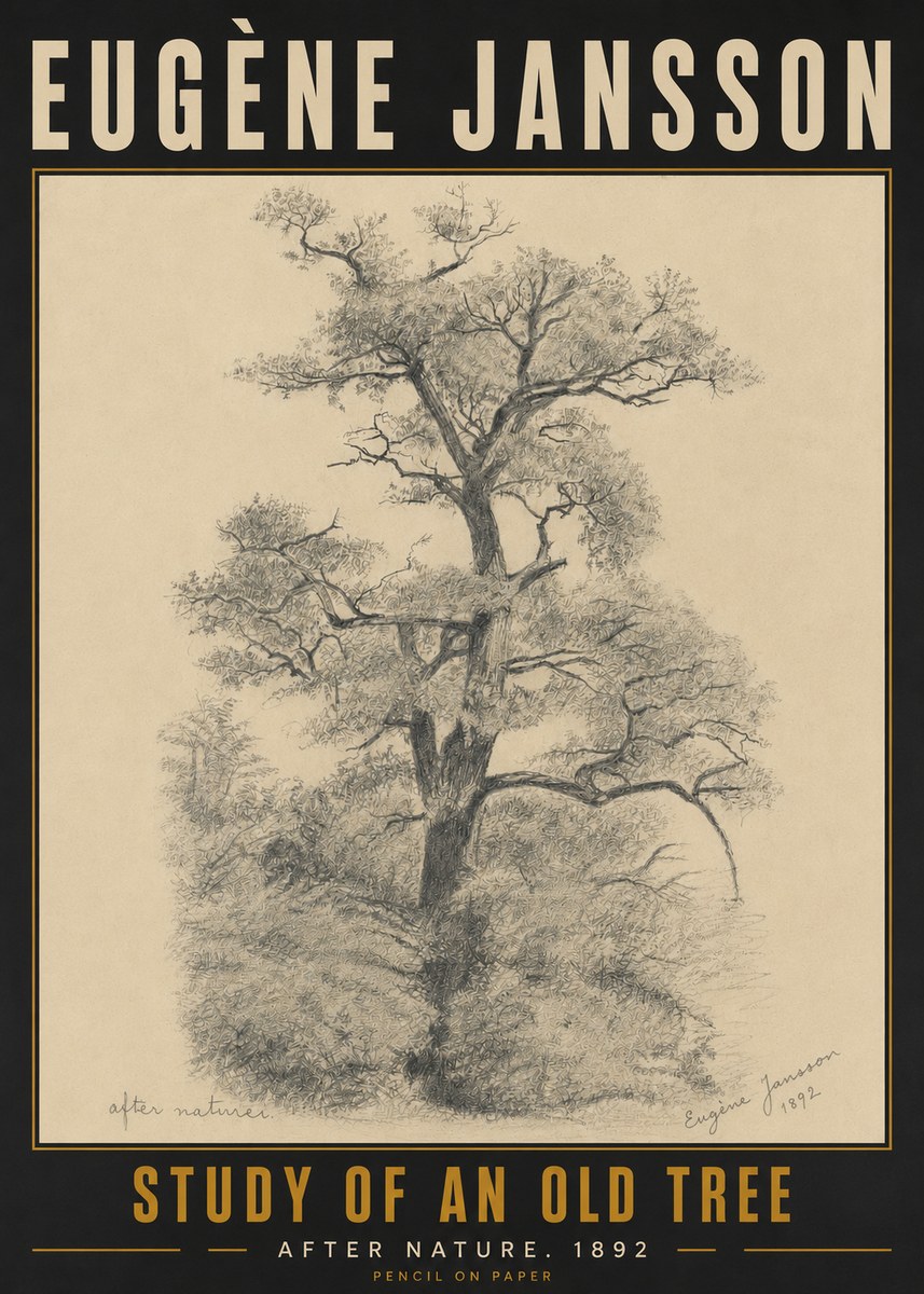 Eugène Jansson Study of an Old Tree No5 - Plakat