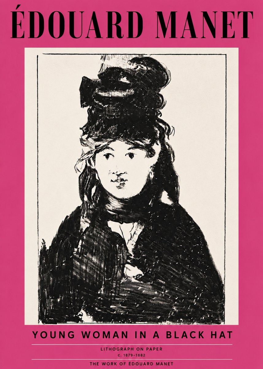 Édouard Manet Young Woman in a Black Hat II No3 - Plakat
