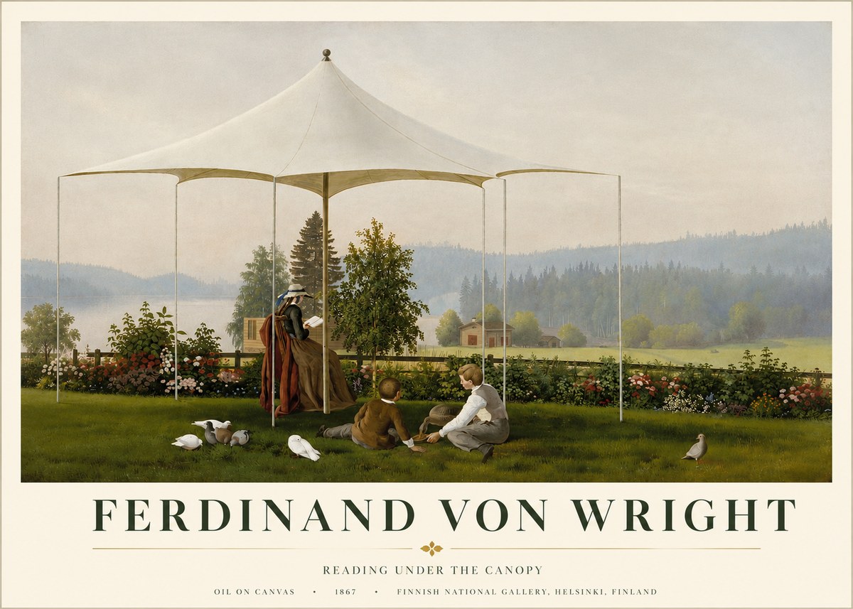 Ferdinand von Wright Reading Under the Canopy No3 - Plakat
