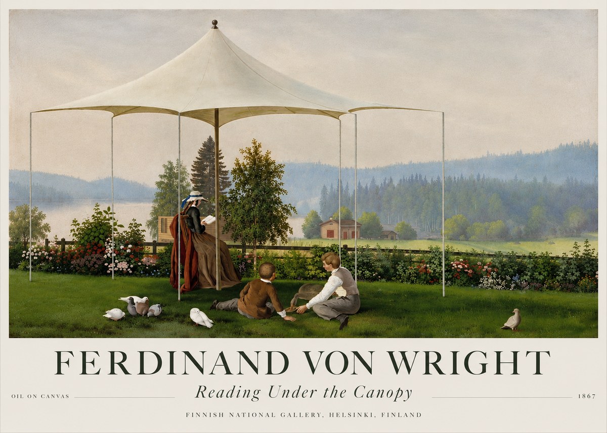 Ferdinand von Wright Reading Under the Canopy No4 - Plakat