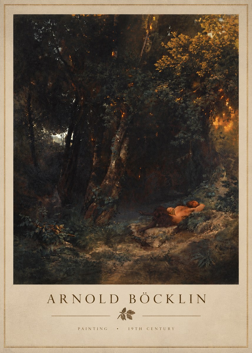 Arnold Böcklin A Faun Asleep No4 - Plakat