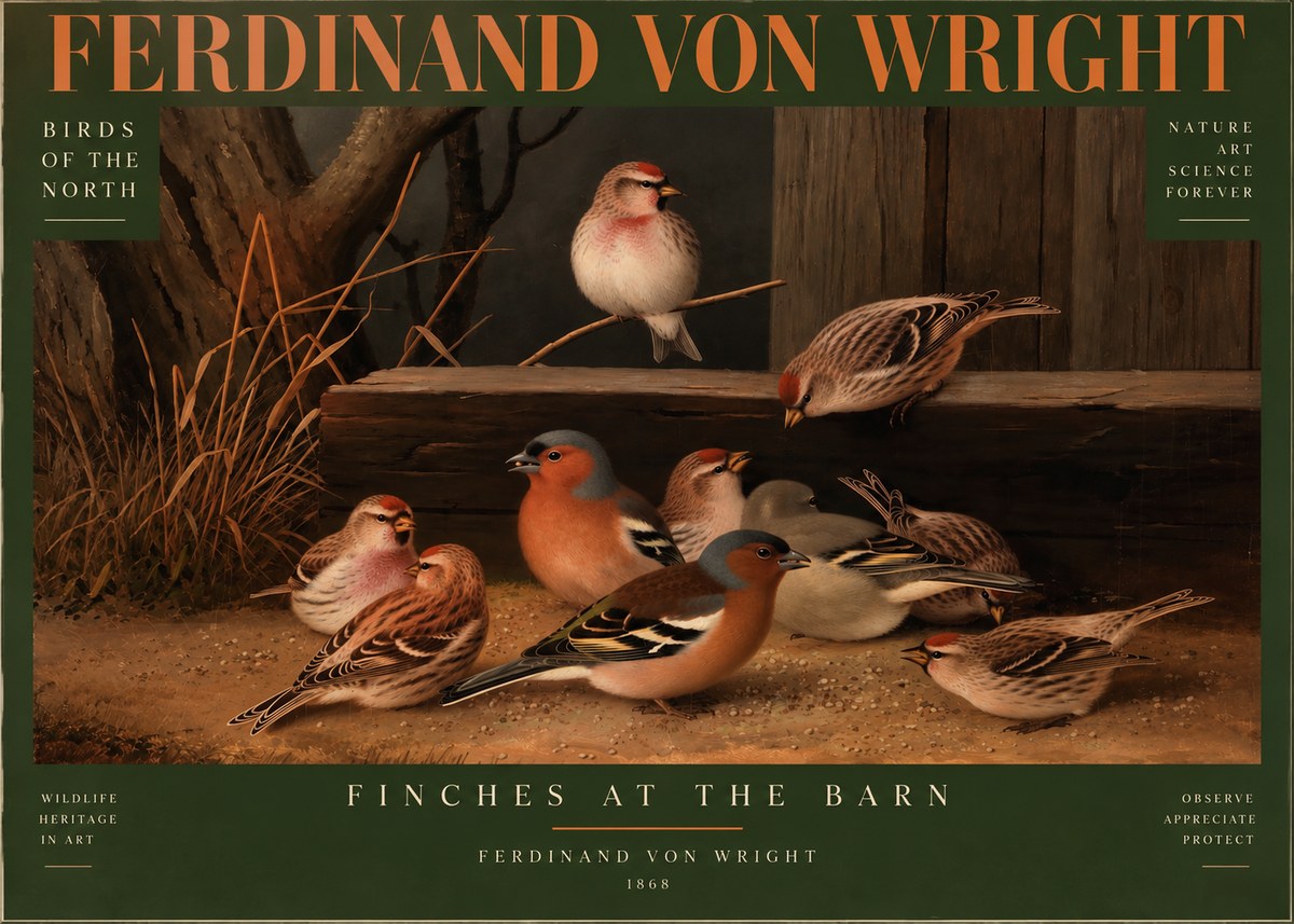 Ferdinand von Wright Finches No4 - Plakat