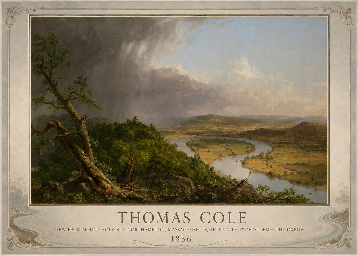 Thomas Cole View from Mount Holyoke, Northampton, Massachusetts, After a Thunderstorm—the Oxbow II No6 - Plakat