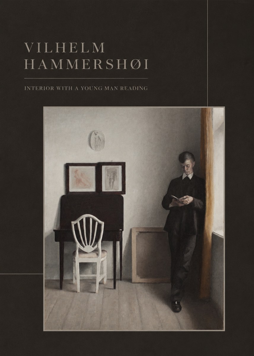 Vilhelm Hammershøi Interior with a Young Man Reading No3 - Plakat