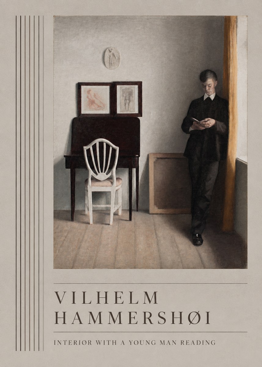 Vilhelm Hammershøi Interior with a Young Man Reading No5 - Plakat
