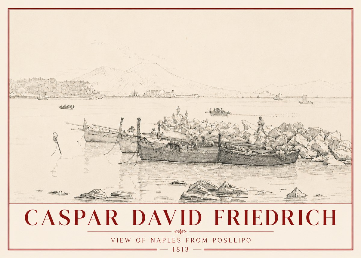 Caspar David Friedrich View of Naples from Posillipo No6 - Plakat