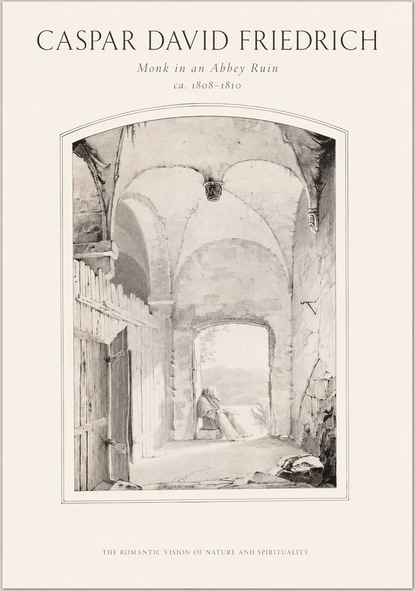 Caspar David Friedrich Monk in an Abbey Ruin No1 - Plakat