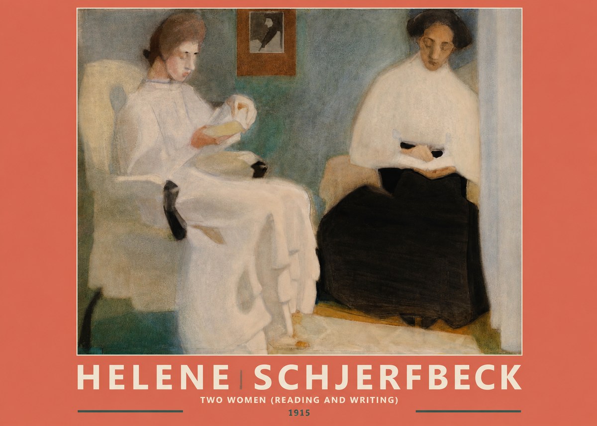 Helene Schjerfbeck Two Women (Reading and Writing) No2 - Plakat