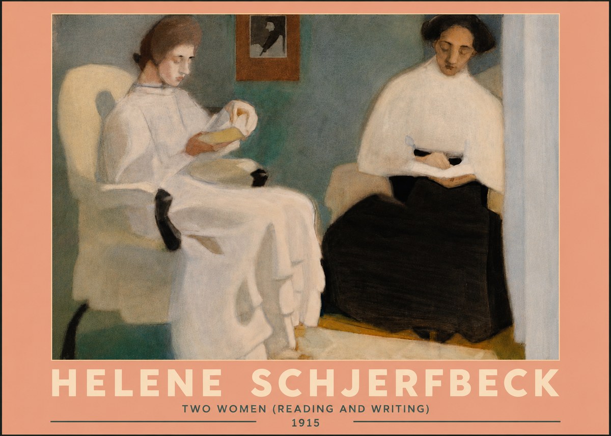 Helene Schjerfbeck Two Women (Reading and Writing) No5 - Plakat