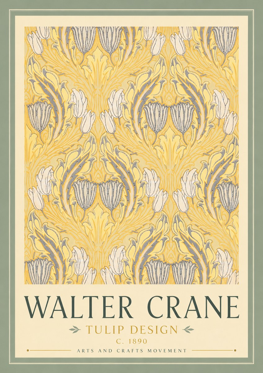 Walter Crane Tulip Design II No3 - Plakat