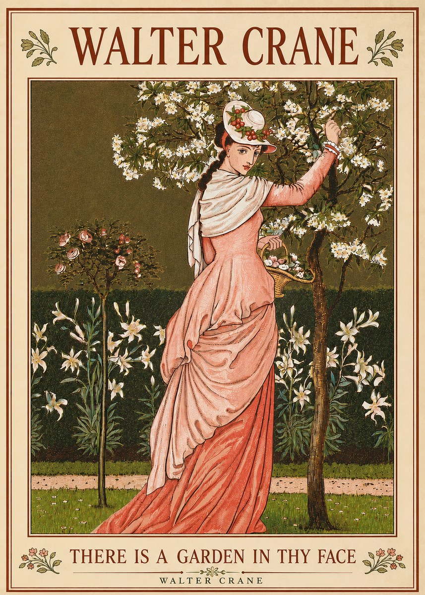 Walter Crane There Is a Garden in Thy Face II No5 - Plakat